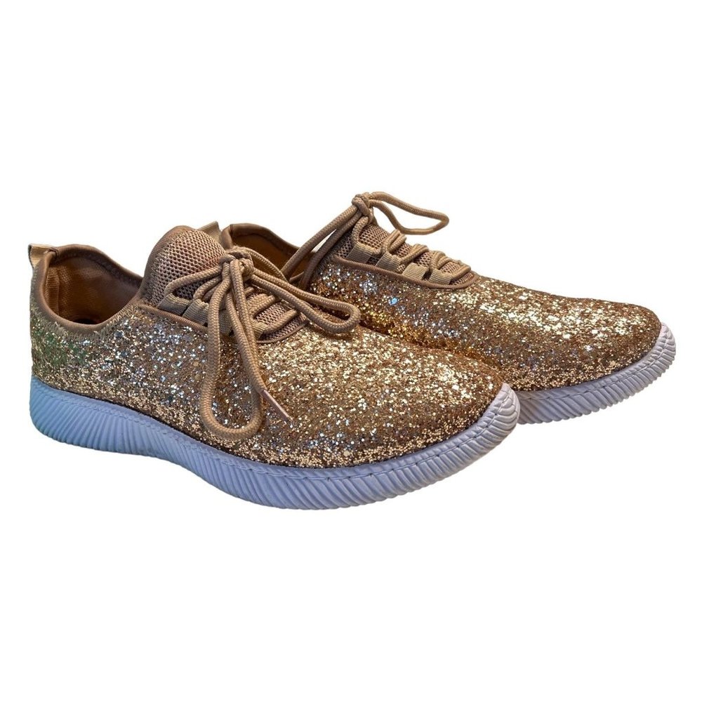 Anna Womens Sneakers Glittery Rose Gold